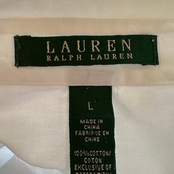 Lauren Ralph Lauren Women's Classic White Button Up Long Sleeve Shirt Size Large - Picture 7 of 9